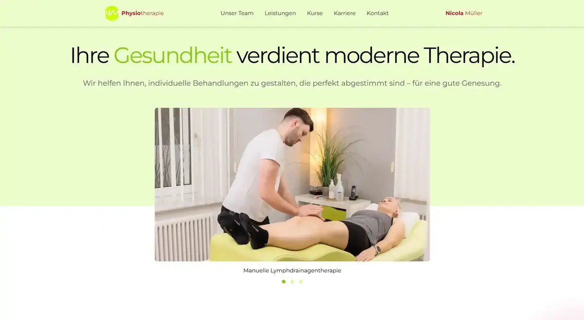 Mockup von Physiotherapie Nicola Müller