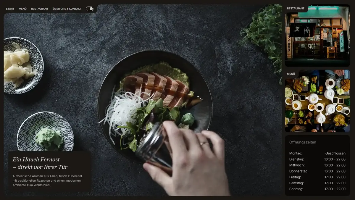 Mockup von Konzept-Design: Webprojekt für ein Restaurant